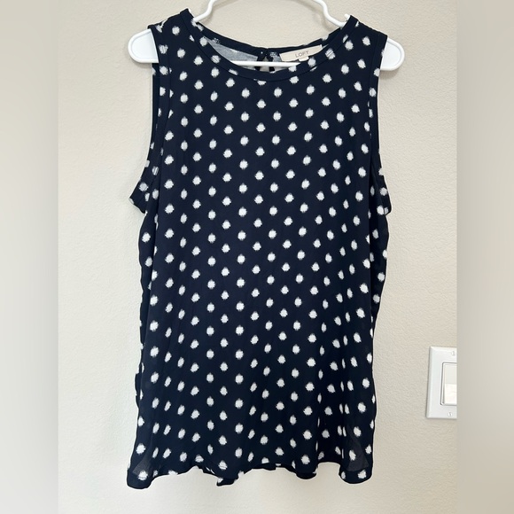 LOFT Tops - Polka Dot Sleeveless Top - Navy and White